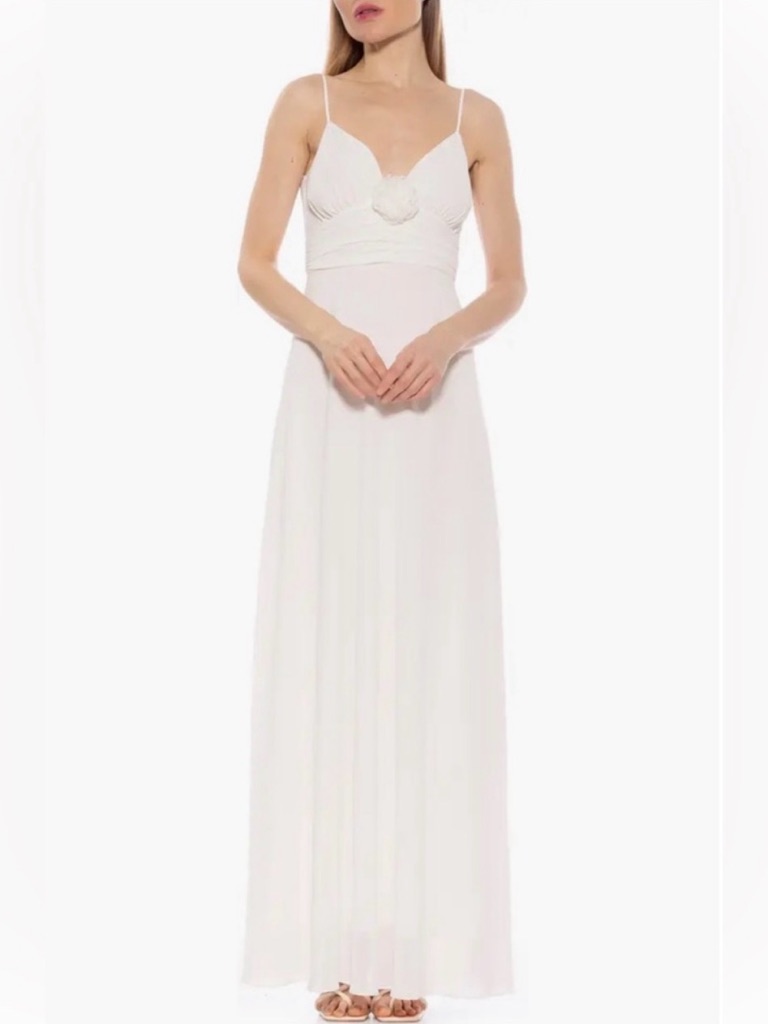 Alexia Admor Ny Layla Maxi Dress Spaghetti Strap Ivory Women's Size 8